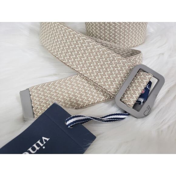 NEW Vineyard Vines LARGE‎ Belt D-Ring Stretch KHAKI Taupe Tan Beige Golf Preppy - Picture 1 of 5